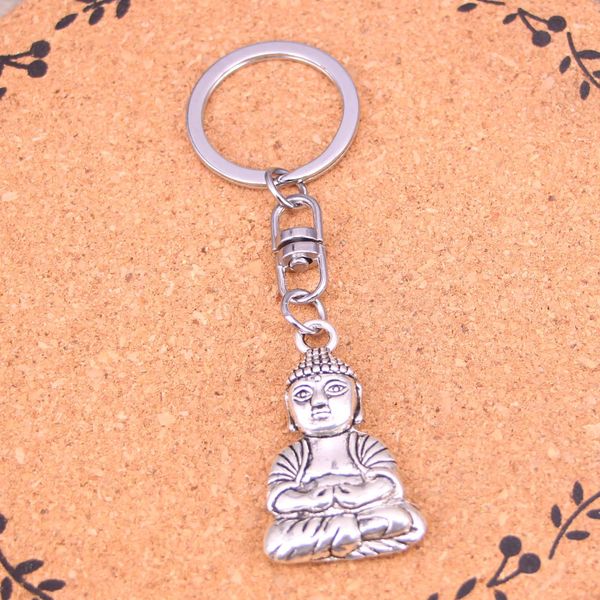 Mode Schlüsselbund 39*23mm meditieren buddha Anhänger DIY Schmuck Auto Schlüssel Kette Ring Halter Souvenir Für Geschenk