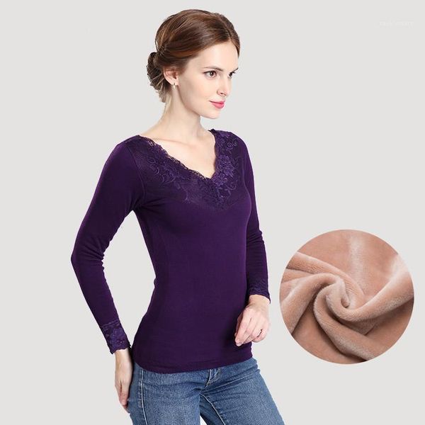 

plus size thicker velvet winter womens thermal seamless bodycon long johns v-neck lace warm thermal underwear1, Black;pink