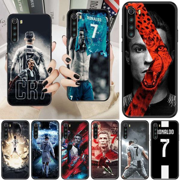 

qasilicone case for mobile phone, super black tpu silicone case for cr7 football bumper, ronaldo, mobile phone case, redmi note 7, 7a, 8
