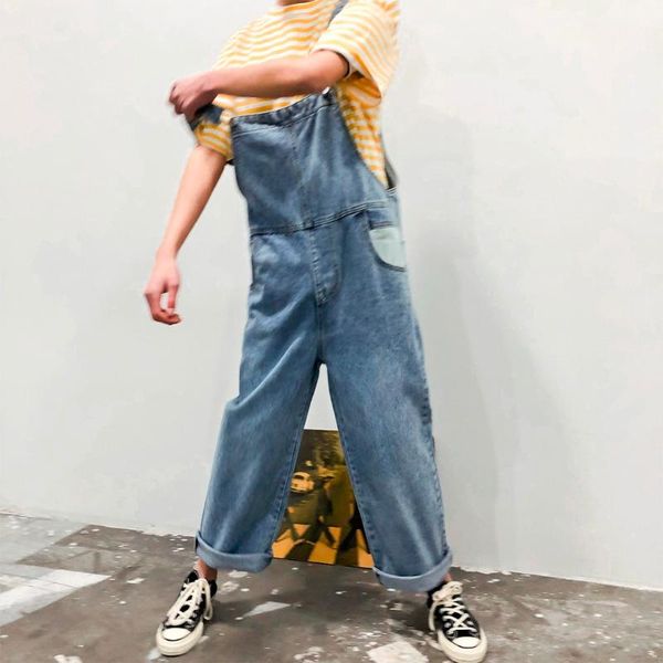 

new casual loose overalls men cargo pants male jeans jumpsuits spring, Blue