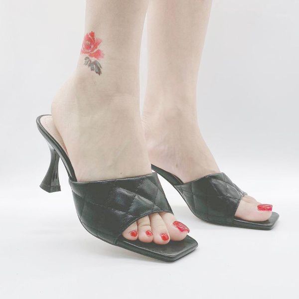 

brand geriger gegallel plus size 41 42 women shoes summer beach sandals daily life stiletto high slipper high heeled shoes1, Black