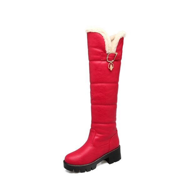 

2021 new waterproof knee thick high sonw boots winter for women shoes black white red size 34-43 am64