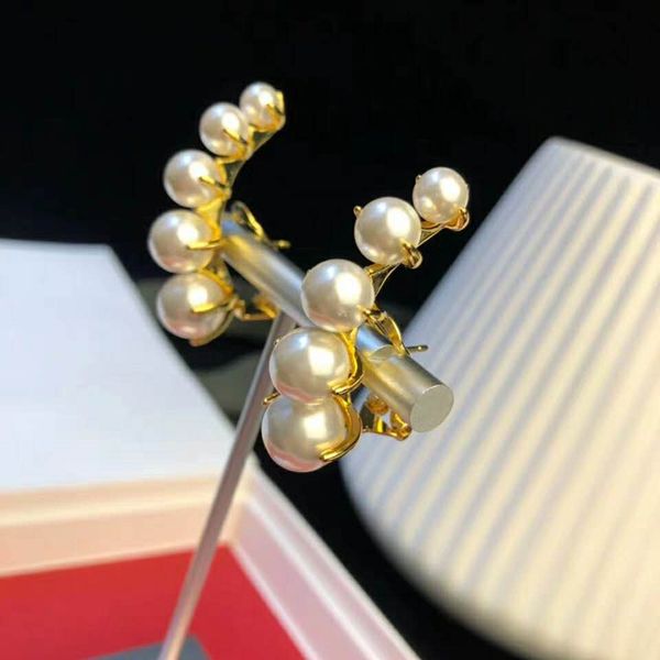 

new ol women earrings yellow gold plated pearl clips earrings for girls women for party wedding nice gift for girl friend, Golden;silver