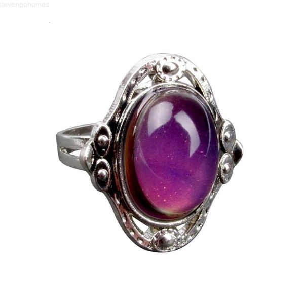 

oval change mood vintage emotion feeling changeable ring temperature control color rings for women designer jewelry gift, Silver