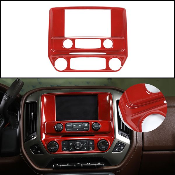 

abs central navigation screen panel cover trims ,red 1pc for chevrolet silverado gmc sierra 2014-2018 interior accessories