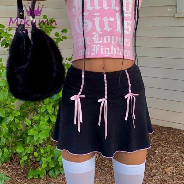 

japanese harajuku girls cute pink bow black mini skirts women punk sweet lolita casual high waist short skirt fashion streetwear1