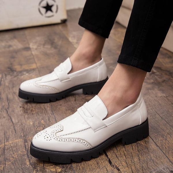 

cimim brand hairstylist fashion formal shoes men bullock business casual leather shoes luxury comfortable office loafers men, Black