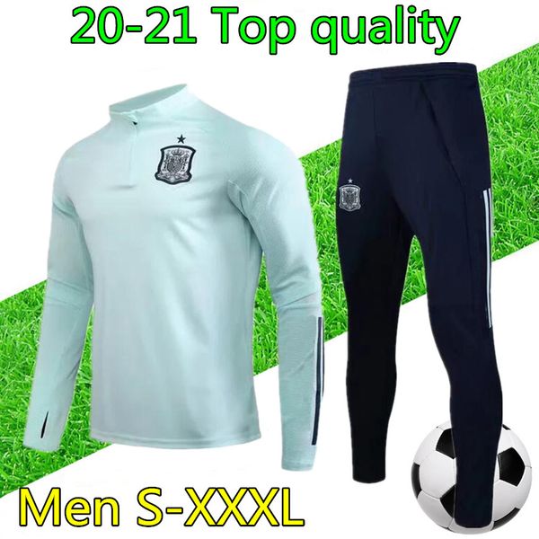 

2020 mens spain soccer tracksuit 20 21 a.iniesta fabregas ramos diego football tracksuit training suit survetement chandal jogging s-xxxl, Black