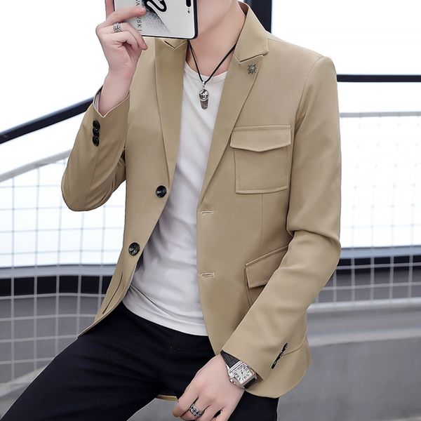 

aliyc small suit men's autumn casual suit and slim coat single western men's single spring youth thin coat trend hmrme, Blue