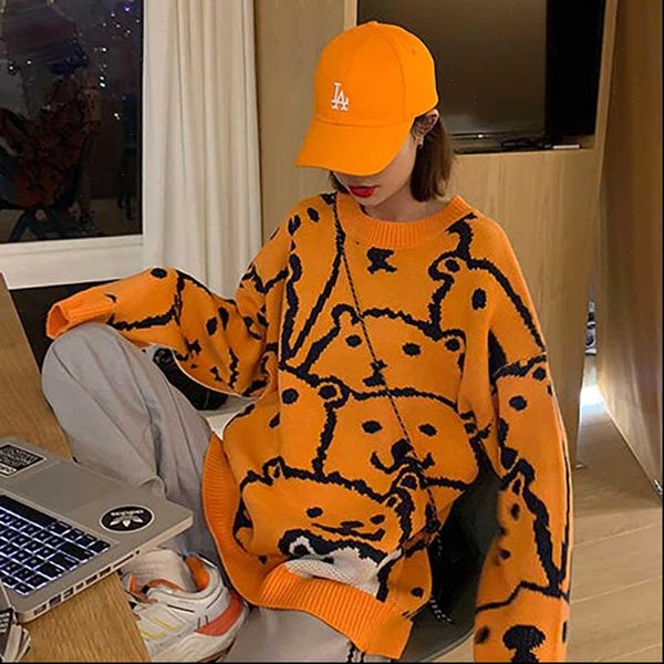 

nicemix kawaii womens clothing knitted oversize pullovers cartoon sweaters fashion 2021 women autumn winter vestidos femininos, White;black