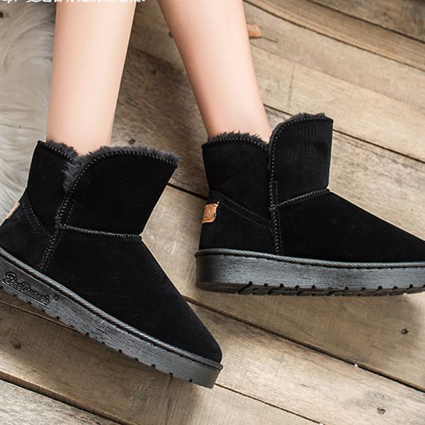 

women snow boots cowhide leather boots warm winter boots felame shoes large size 34-44 lj201030, Black