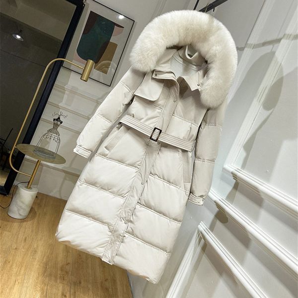 

park natural vos donsjack winter women 2020 new great white fat duck hooded down jas 90% long bontkraag snow glnij, Black