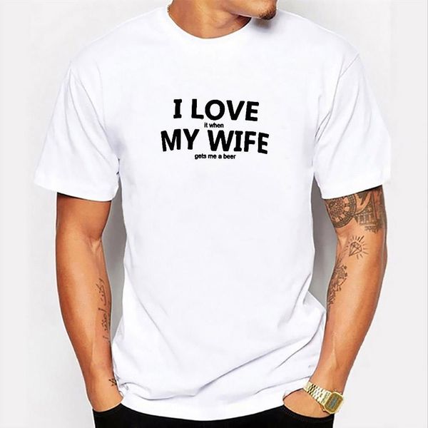 

summer casual mens t shirt letter print i love my wife funny short sleeve o-neck male tee fashion streetwear men clothing, White;black