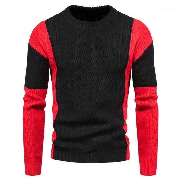

men's sweaters 2021 winter men matching color round neck blouse slimming style retro long sleeve warm men's sweaters1, White;black