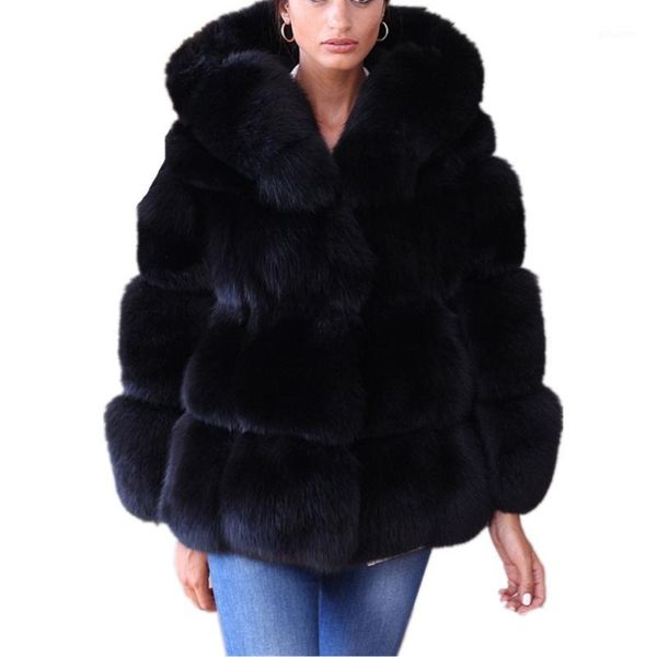 

faux fur coats women winter fashion long sleeve artifical fur coat women thick warm hooded coat female faux jacket1, Black
