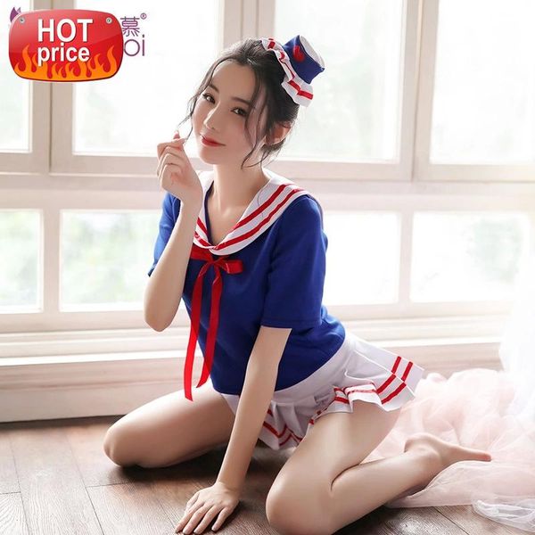 

japanese nightclub lingerie school uniform sailor & mini skirt women underwear set babydoll cosplay student costumes #dl44, Black;white