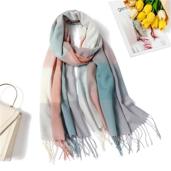 

роскошные женщины плед шарф кашемир имитация кисточкой шарфы женский платки платки хиджаб глава обертывания пашмины bufanda jlloca yy_dhhome, Blue;gray