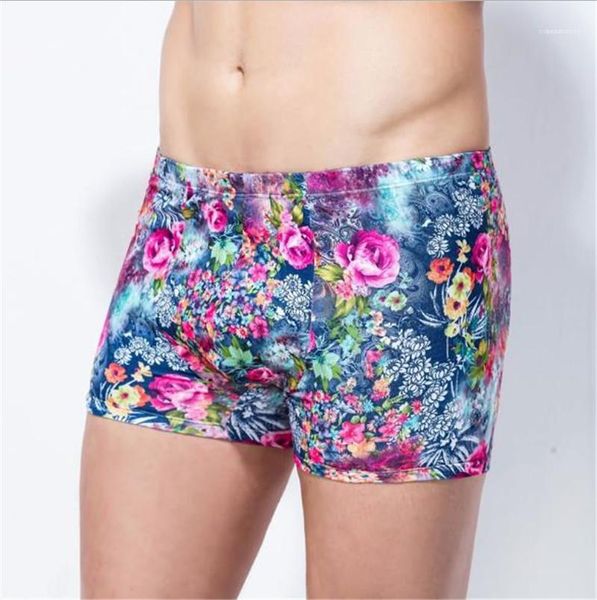 

mens designer underwears boxers breathable digital floral print underpants fashion fit panelled color male clothes slim, Black;white