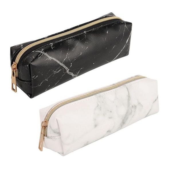 

pu marble rose gold zipper pencil case cute school pencil cases for girls boy big pen bag pencilcase pouch school stationery