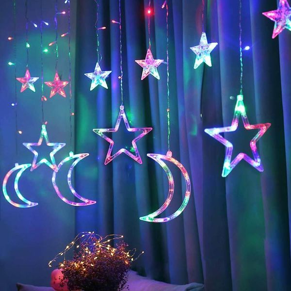 3M Natale LED fata luci luna stelle ghirlanda luci della stringa della tenda Per la finestra della camera da letto Holiday Home illuminazione della decorazione di natale 201203