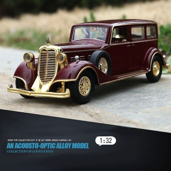 

1/32 alloy emperor retro classic vehicle toy cars pull back light sound die cast model car toys y200109