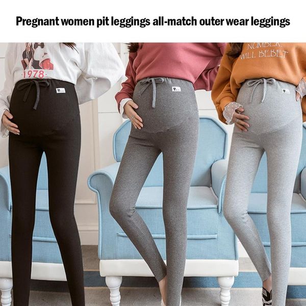 

maternity pants soft adjustable waist pregnant women leggings pregnancy clothes trousers female pregnant, White