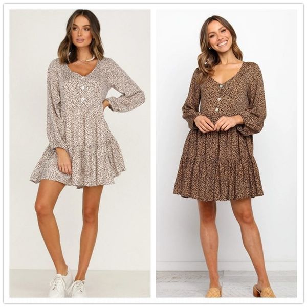 

осень новая кнопка dressprint leopard длинные рукава потерять осень новое платье dressbutton dressprint leopard длинные рукава свободные пла, Black;gray