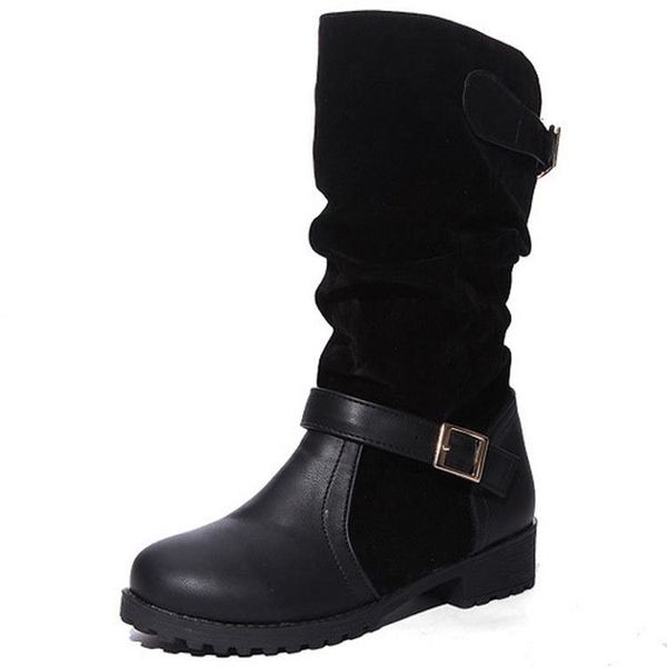 

boots leather women's shoes booties woman 2020 low heel thigh high heels high winter footwear round toe, Black