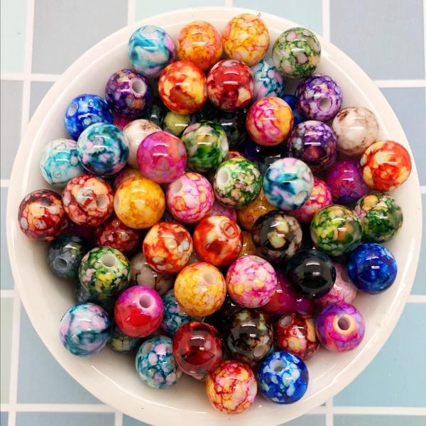 

new 50pcs 8mm diy double color multicolor acrylic round pearl loose beads jewelry maki jllbpm, Bronze;silver