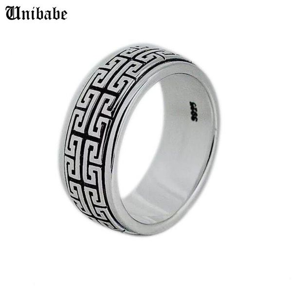 

real 925 sterling silver men women rotate vintage jewelry gift great wall movable s925 ring band 201006, Golden;silver