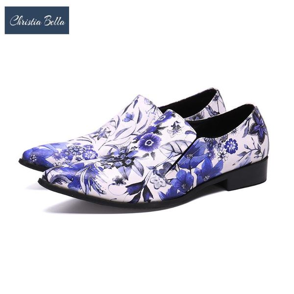 

christia bella british style man new real leather shoes fashion print men pointed toe loafers large size handmade slip on shoes, Black