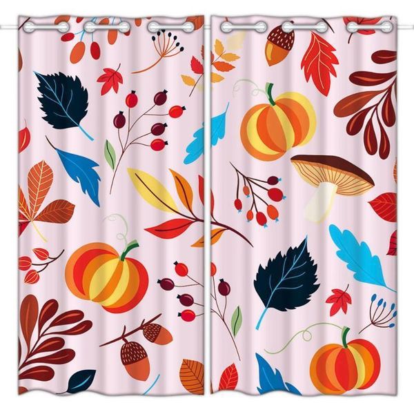 

hommomh blackout curtain 2 button bedroom curtain cartoon leaf pumpkin1