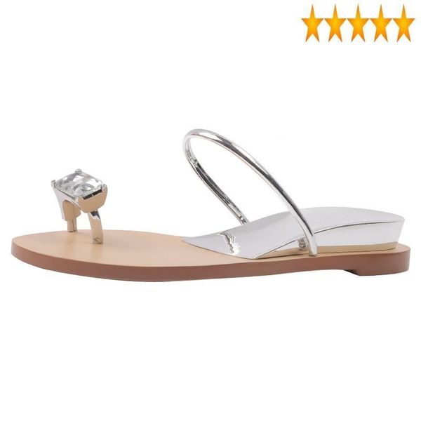 

sandals summer rhinestones flat women outdoor height increasing leisure white silver beach slippers flip flops, Black