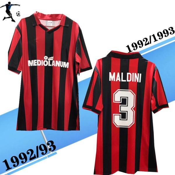 

milan 1992 1993 home retro soccer jerseys weah albertini baggio dugarry baresi 92 93 classic football shirts, Black;yellow