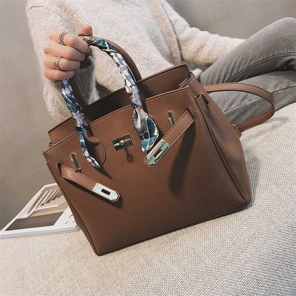 

large capacity handbag womens spring new birkin korean style contrast color big casual shoulder messenger bag