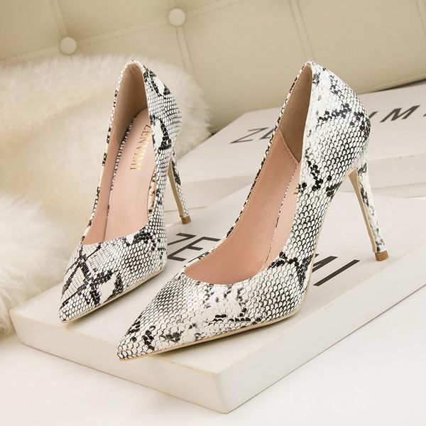 

snake high heels for women fashion 2020 party ladies shoes thin heels summer pointed toe leather shoes woman casual, Black