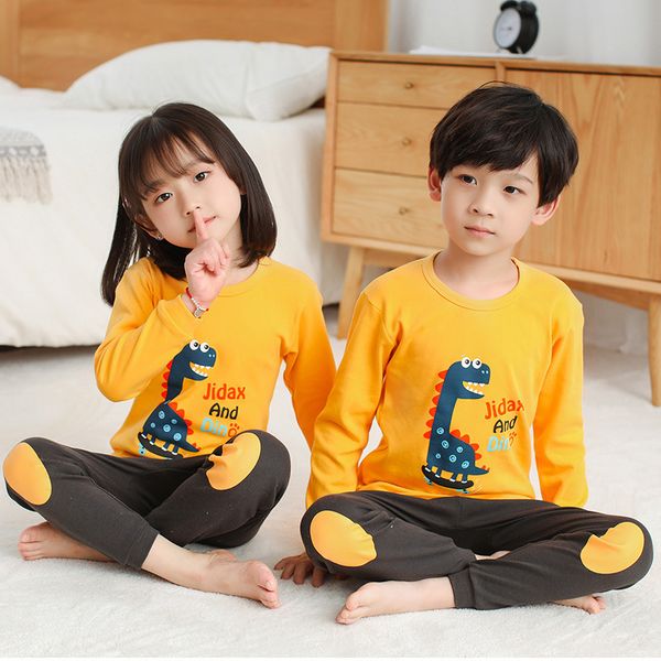 

children pajama sets cartoon dinosaur kids pijamas long sleeve homewear clothing boys girls sleepwear cotton baby nightwear pjs y200704, Blue;red