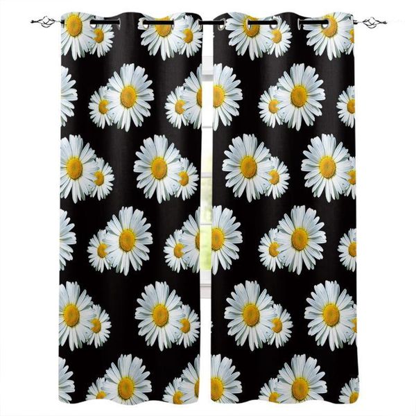 

curtain & drapes flower white daisy black window curtains home decor for living room bedroom kitchen items1