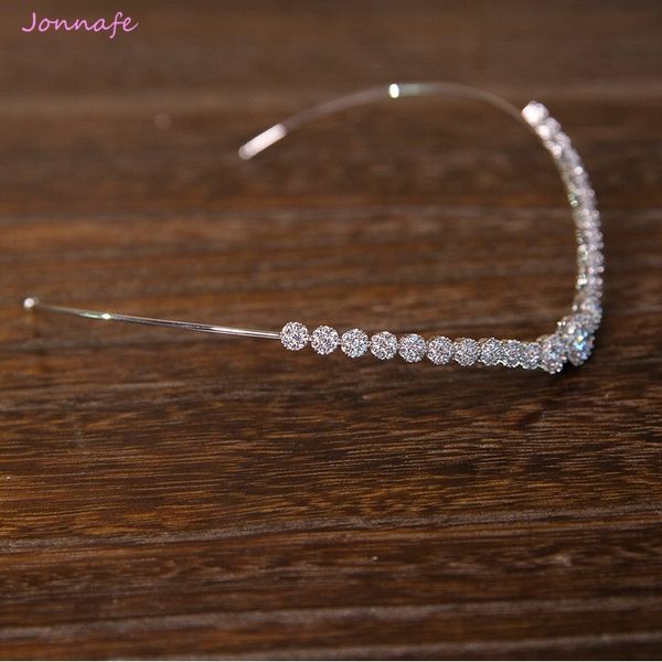 

jonnafe fashion bridal forehead tiara zirconia wedding hair crown accessories silver women prom hairband jewelry y200409, Slivery;golden