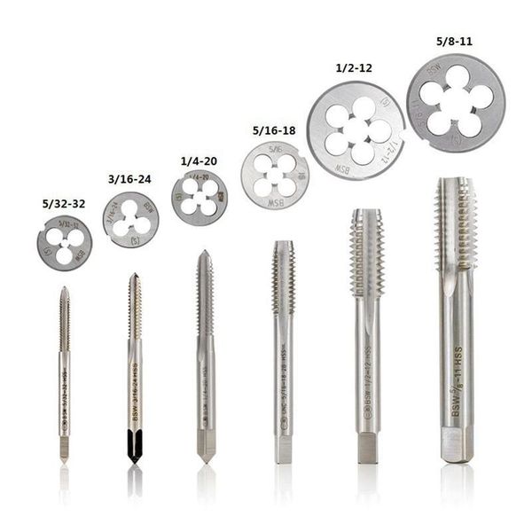 

2pcs/set hss m3 m6 m8 m10 m12 m14 m16 m18 m20 metric thread tap and die set left hand machine screw tap drill bit round die kit