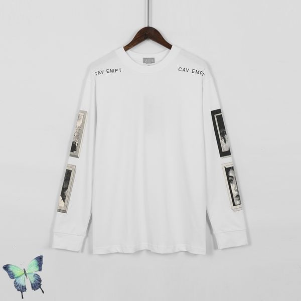 

2021 new autumn cav empt retro stitching t shirt men women cotton round-neck long sleeve t-shirt p3mw, White;black