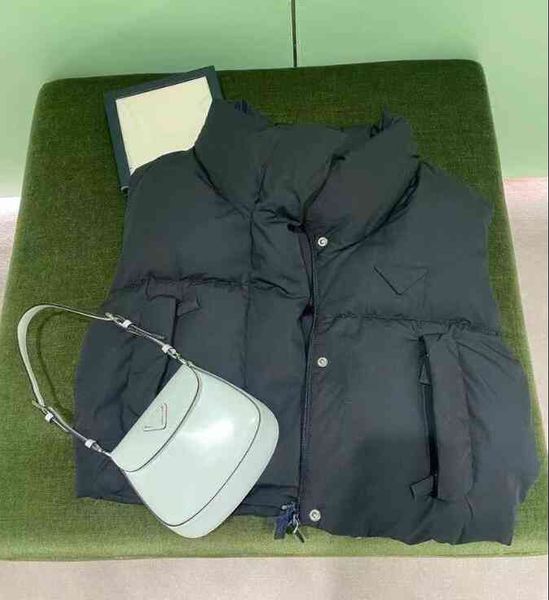 

vests women's ss autumn winter designer comfortable and warm high-end down jacket men women same black pr stand collar ptxk, Black;white