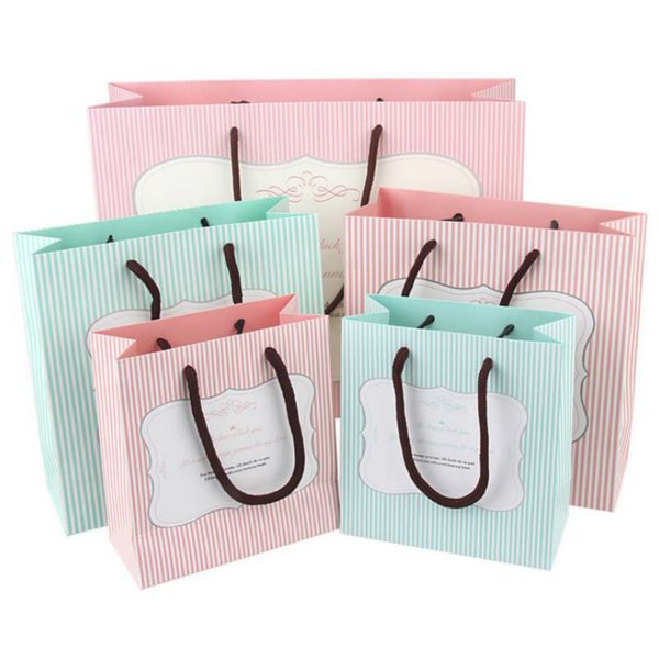 

new striped senior kraft paper bags festival gift packing bag shopping bags diy multifunction candy food cookies packing paper bag