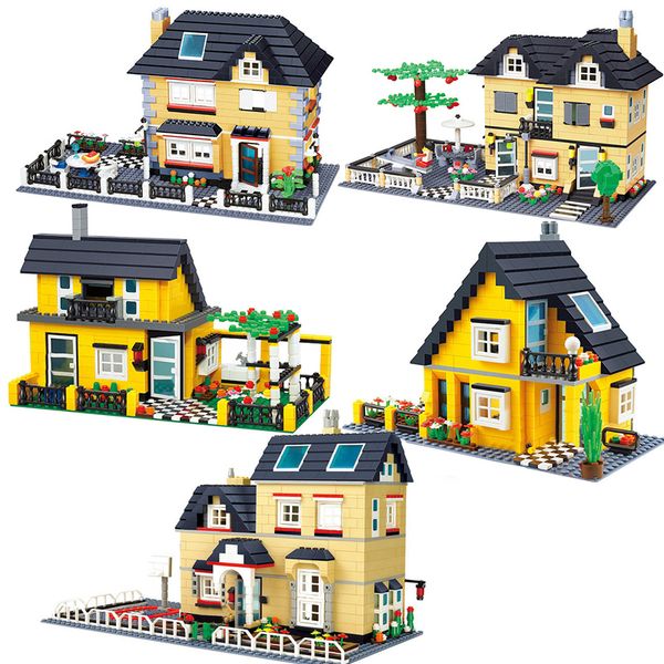 

wange compatible city architecture model capital building kits block kids toys children bricks france villa village sets 1008