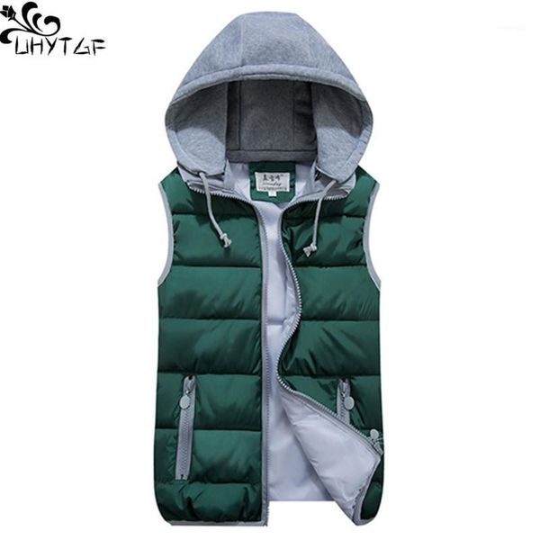 

uhytgf harajuku plus size down cotton women's vest autumn 2020 short sleeveless hooded warm vest fashion wild student female 4371, Black;white
