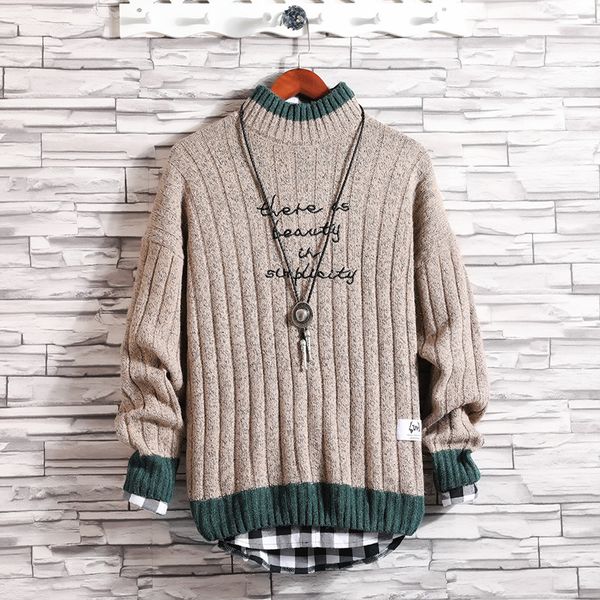 

2021 20220 fanwo fw11023 early spring new style man trend labelled embroidered middle turtleneck base g5fk, Black
