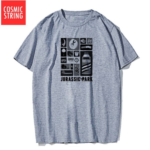 

cosmic string short sleeve o neck jurassic park print casual loose tshirt cool sport hooded sweatshirt hoodie men t shirt