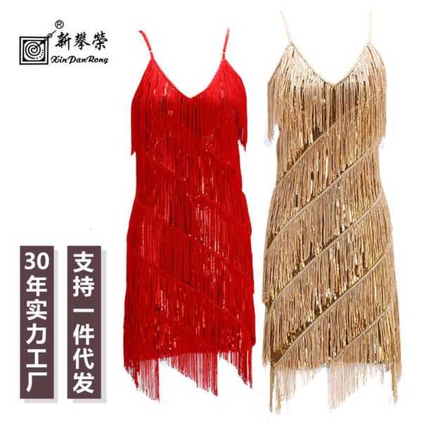 

banquet party dance performance sequin 1920s tassel drs, Black;gray