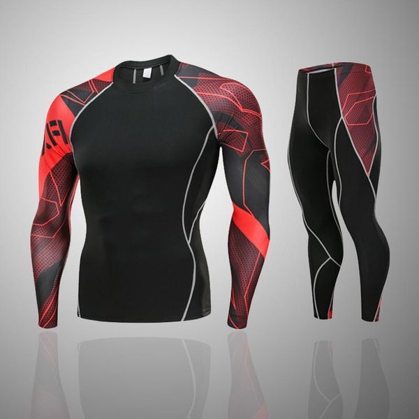 

men's sport suit rashgard kit 2 piece tracksuit men crossfit shirts long sleeves men's clothing compression jogging suits, Black;blue