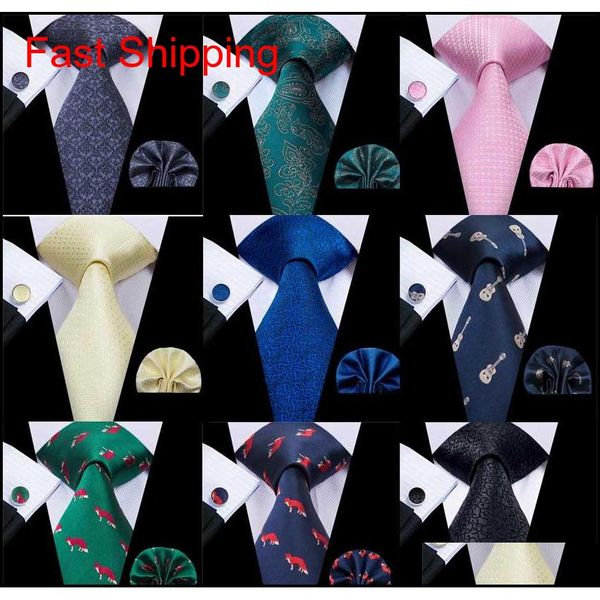 

10 styles 8.5cm men silk ties fashion for men classic silk hanky cufflinks jacquard woven wholesale ing bu qylnxf bde_home, Black;blue